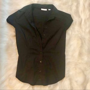 Black Button Down Collared Short Sleeve